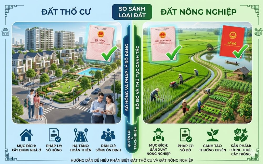 "So sánh đất thổ cư và đất nông nghiệp chi tiết"